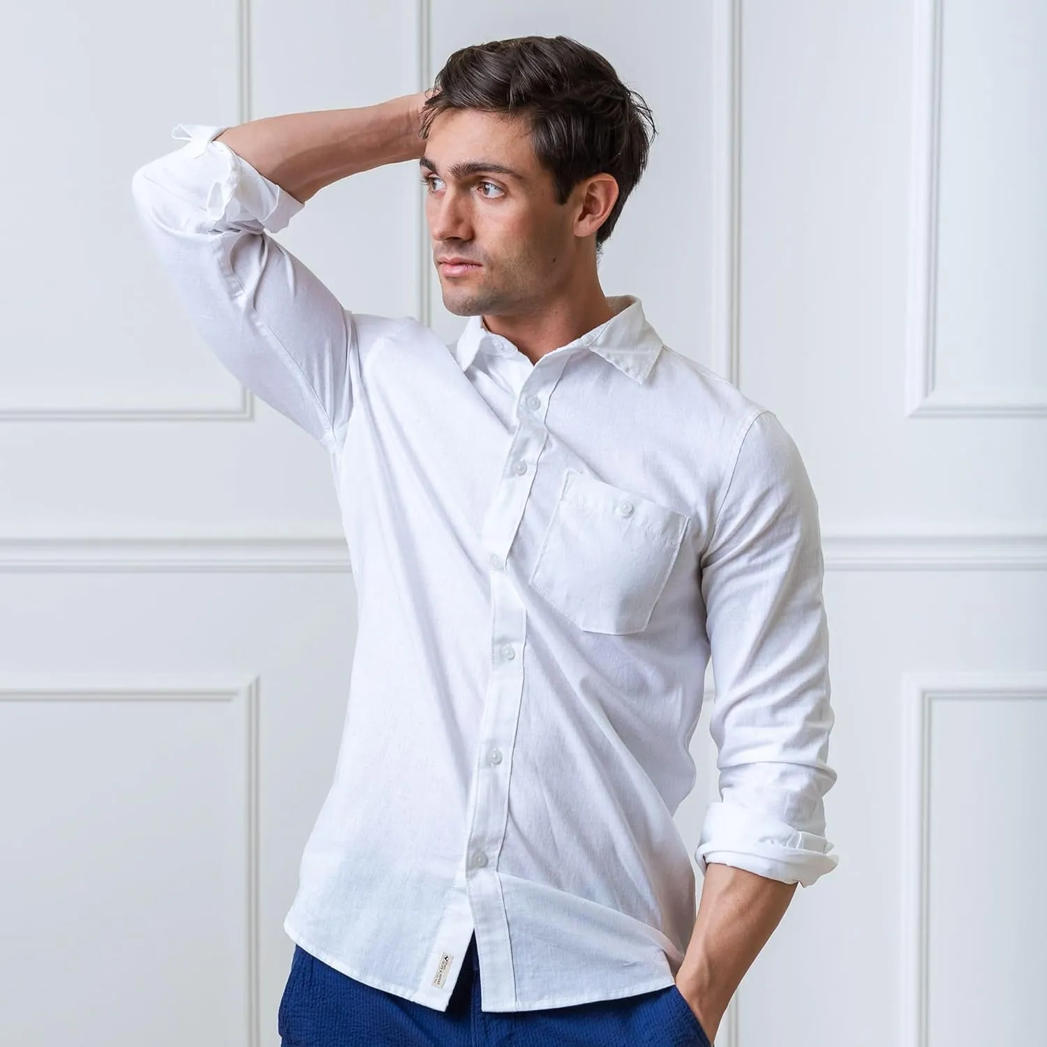 Hope & Henry Men's Linen Button Down Shirt