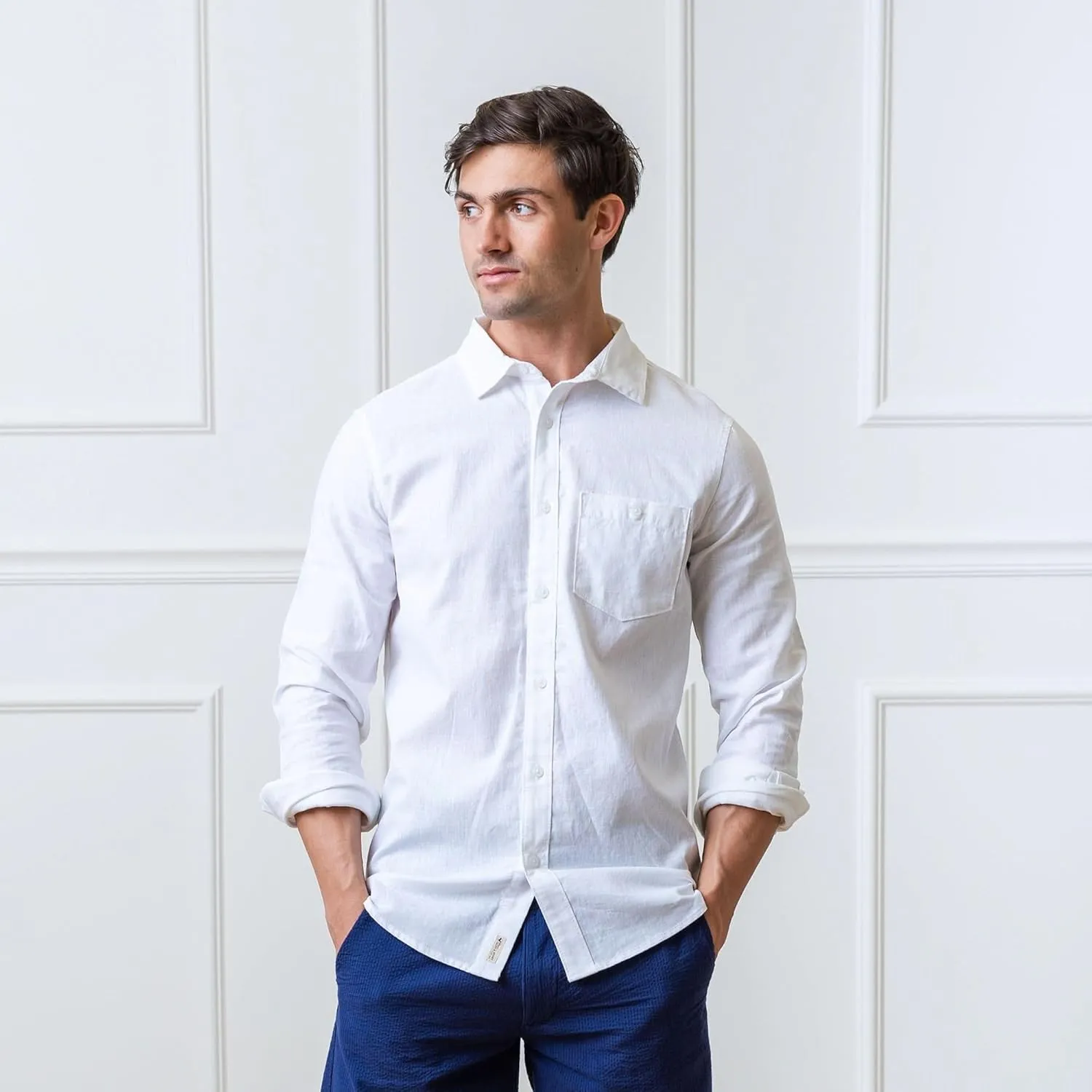 Hope & Henry Men's Linen Button Down Shirt