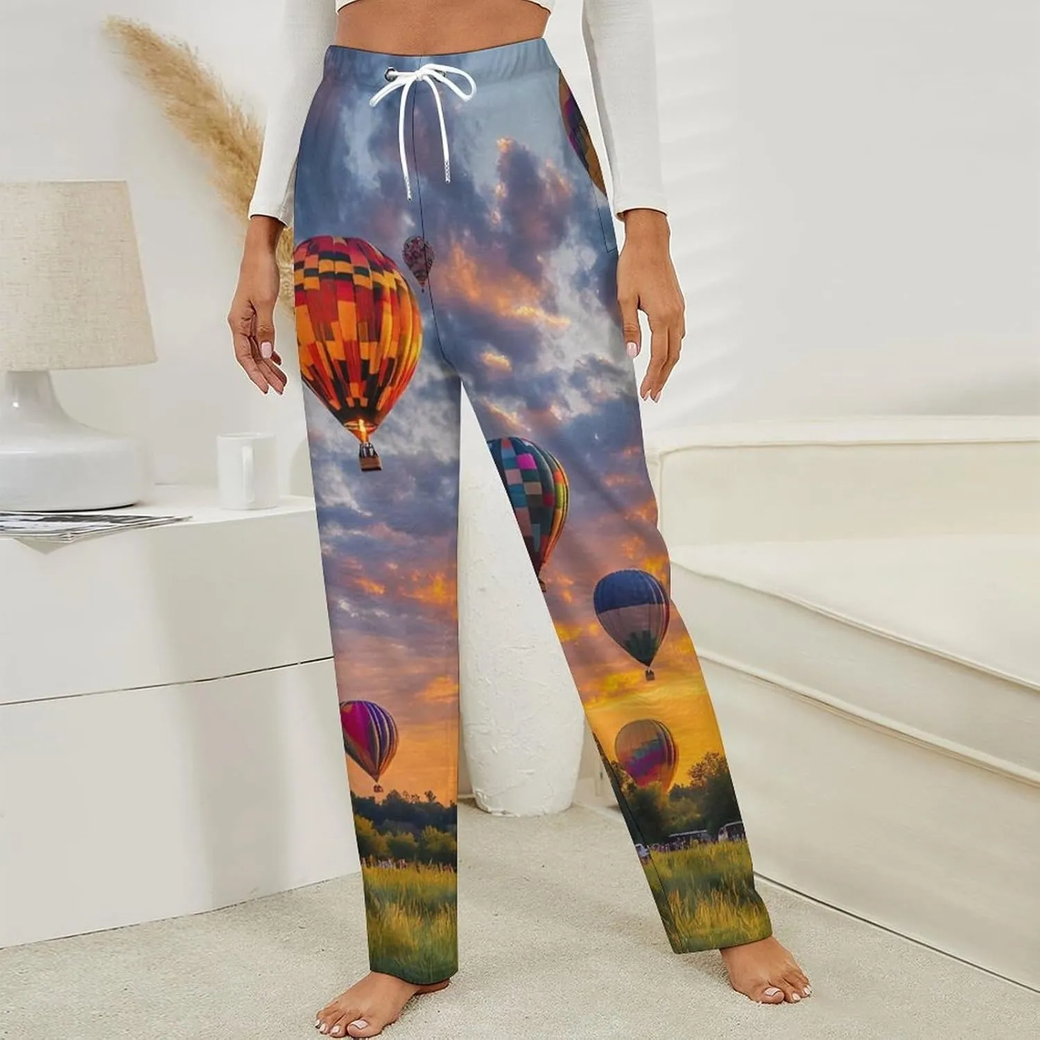Hot Air Balloons Women's Pajama Pants Fleece Warm Pj Bottoms Sleepwear Lounge Pants Loungewear