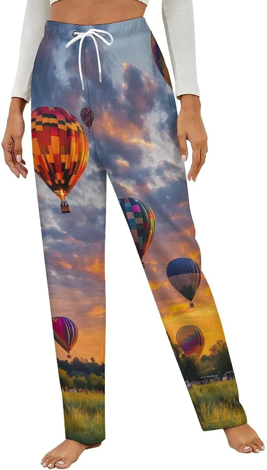 Hot Air Balloons Women's Pajama Pants Fleece Warm Pj Bottoms Sleepwear Lounge Pants Loungewear