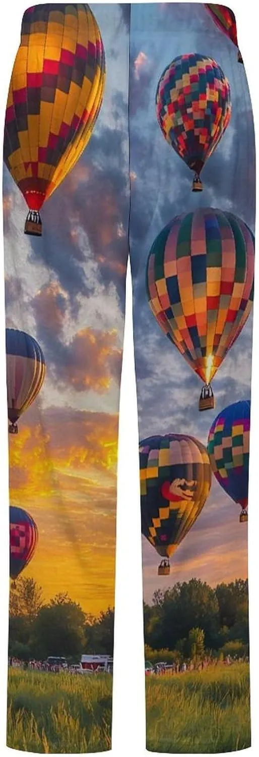 Hot Air Balloons Women's Pajama Pants Fleece Warm Pj Bottoms Sleepwear Lounge Pants Loungewear