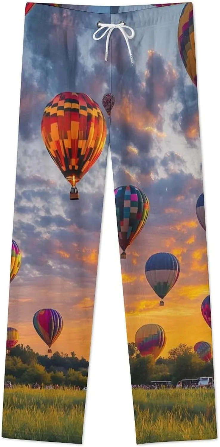Hot Air Balloons Women's Pajama Pants Fleece Warm Pj Bottoms Sleepwear Lounge Pants Loungewear