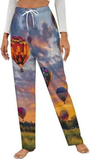 Hot Air Balloons Women's Pajama Pants Fleece Warm Pj Bottoms Sleepwear Lounge Pants Loungewear