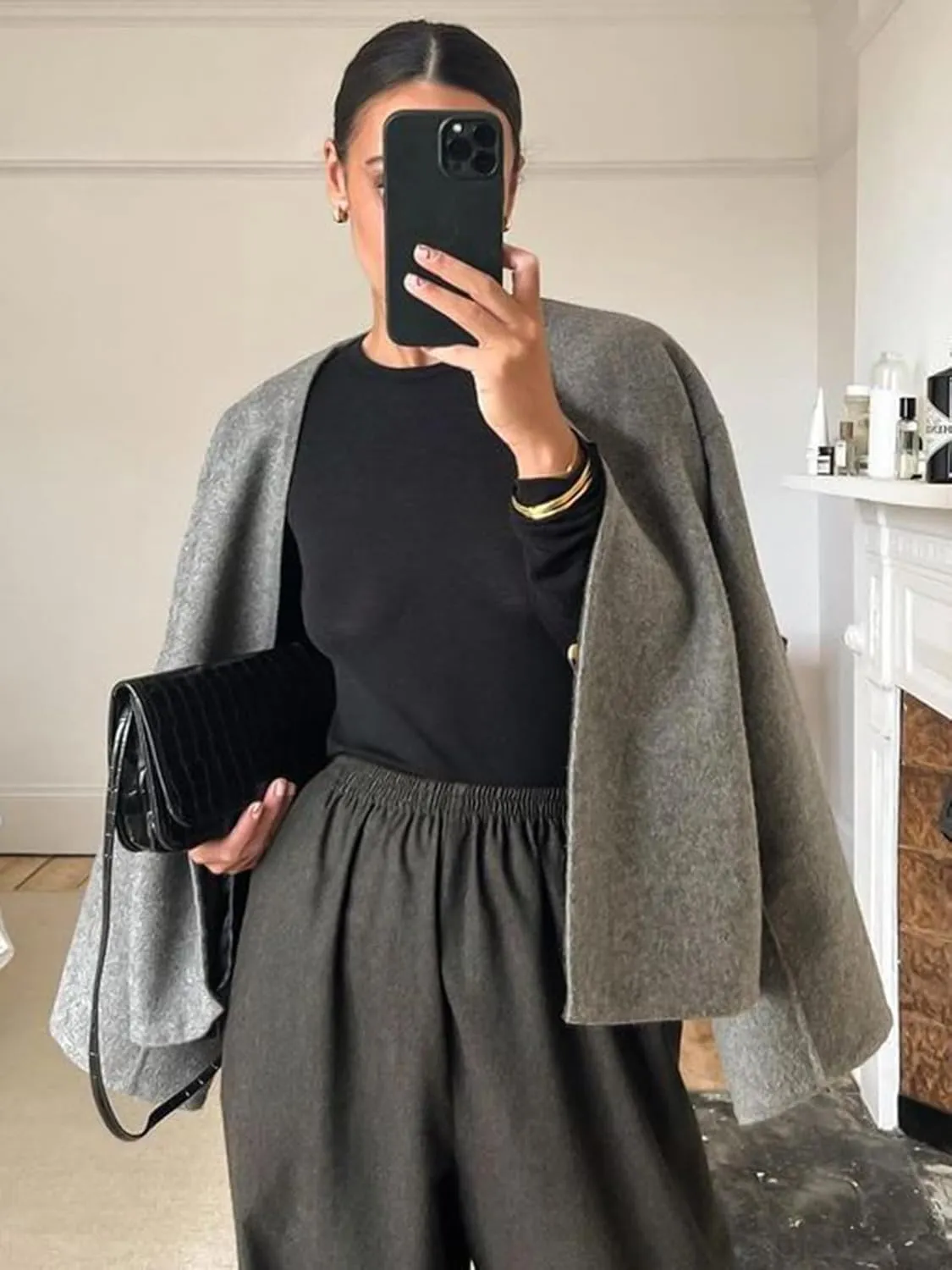 HOTIAN Women Plus Size Cropped Wool Blend Coats Long Sleeve Coat Jacket Peacoat Fall Winter Outwear Overcoat