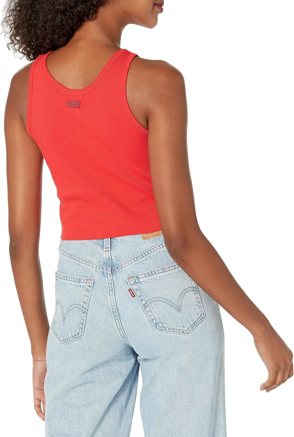HUGO Women's Cropped Ribbed Tank Top