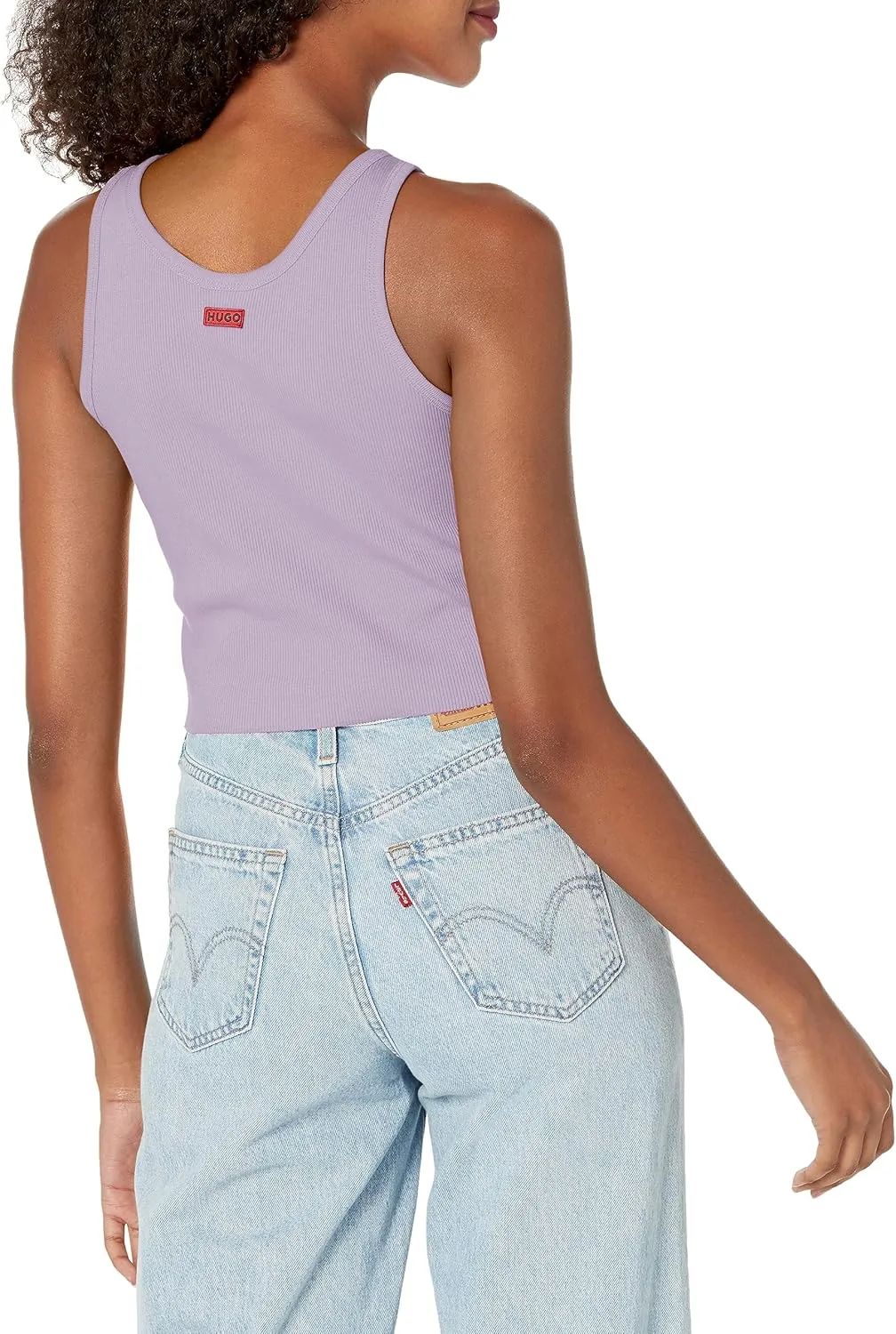 HUGO Women's Cropped Ribbed Tank Top
