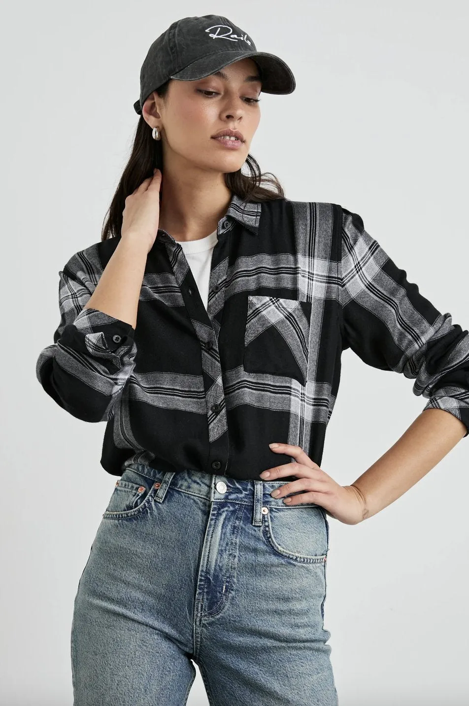 Hunter Button Down Top - Black Cinder