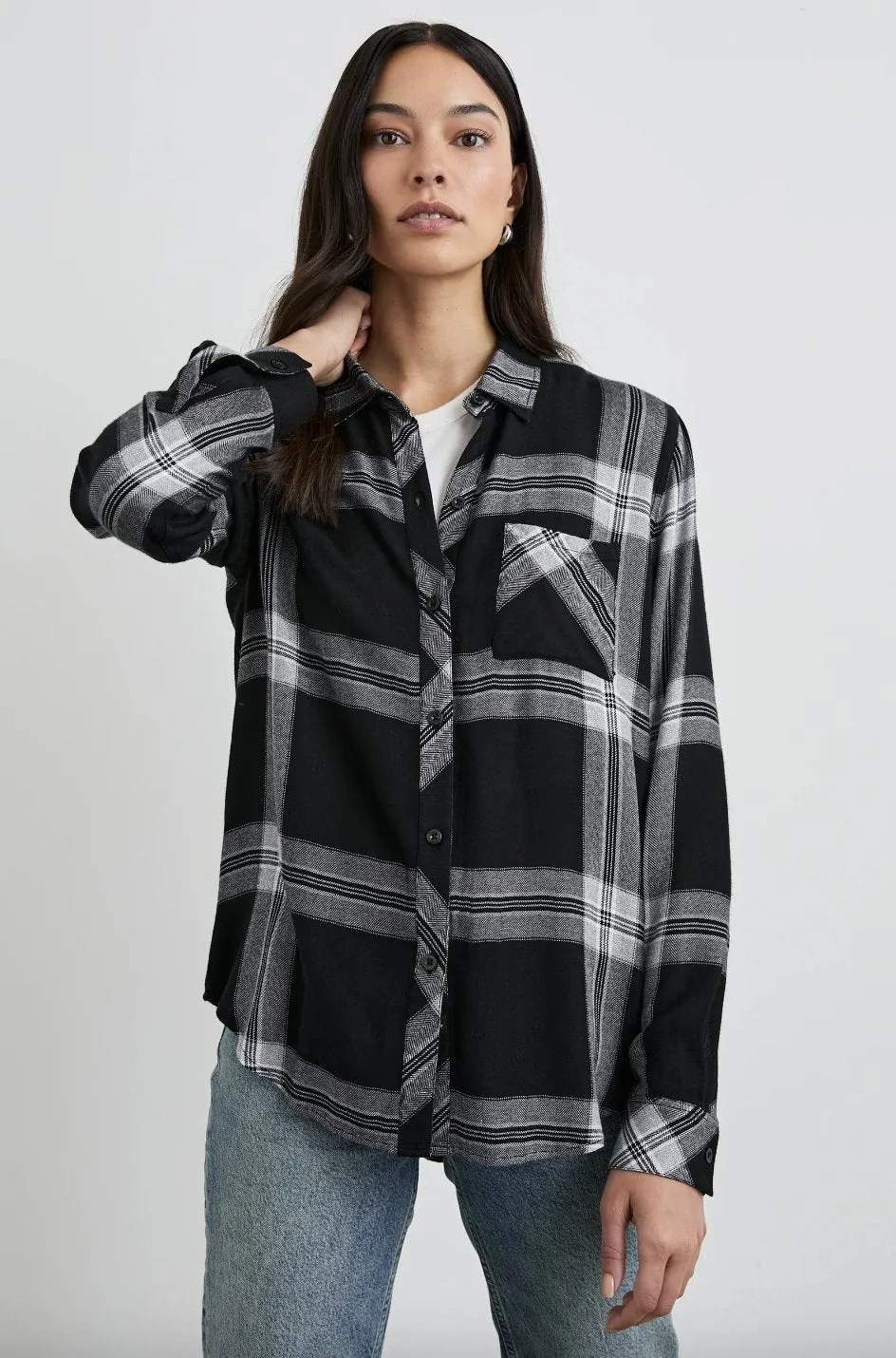 Hunter Button Down Top - Black Cinder
