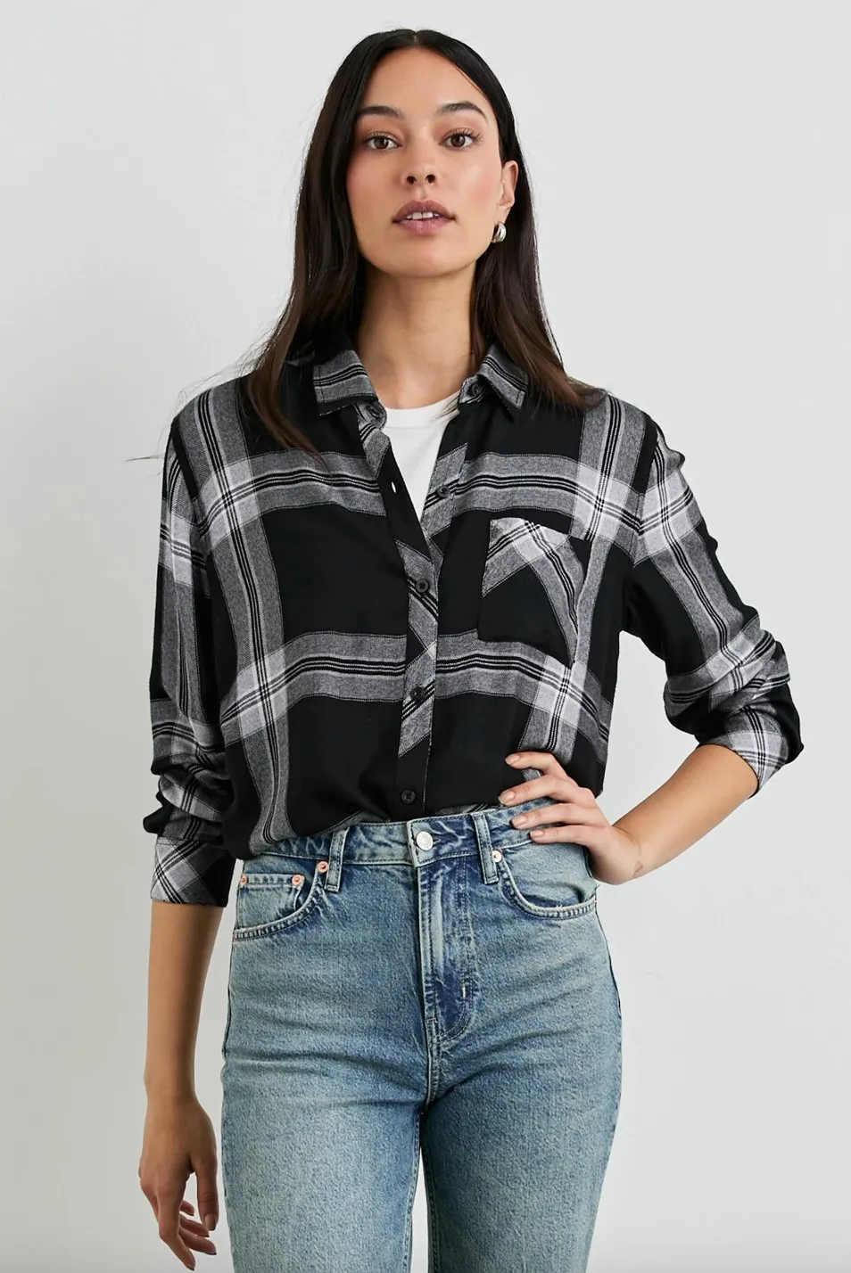 Hunter Button Down Top - Black Cinder