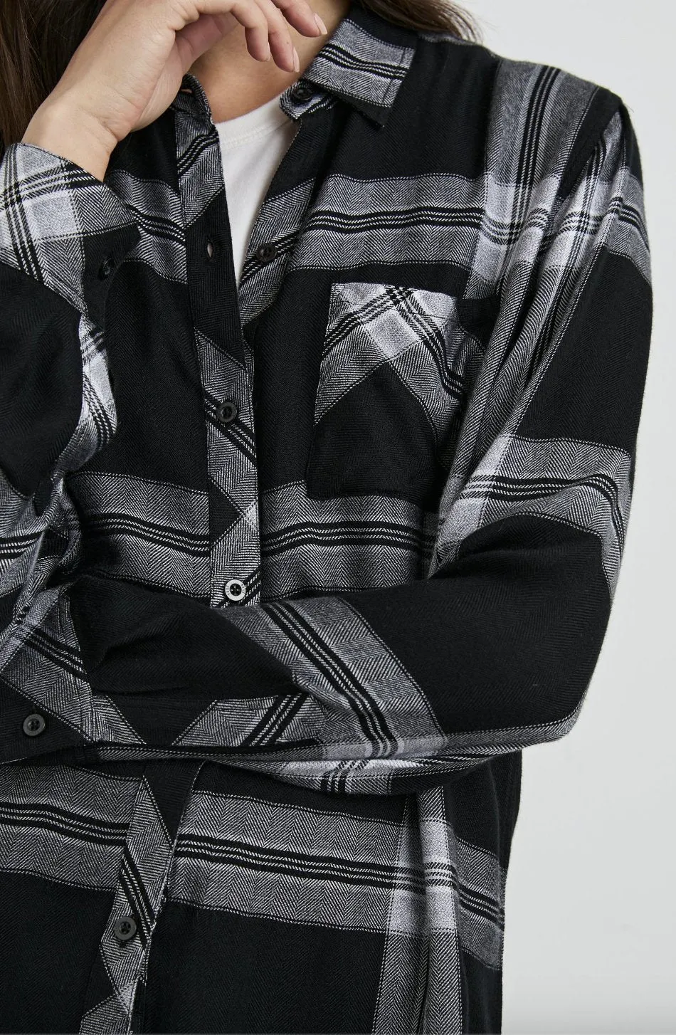 Hunter Button Down Top - Black Cinder
