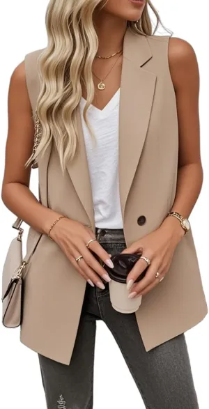 IDEALSANXUN Womens Sleeveless Blazer Vest Tops Dressy Business Work Suit Jackets