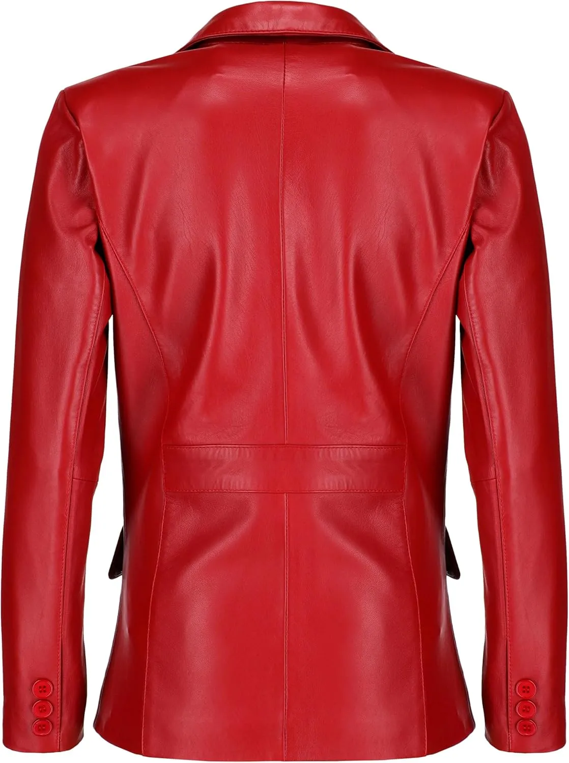 Jild Classic 2-Button Lambskin Leather Blazer Women - Casual Coat Long Sleeves Suit Style Leather Jacket Women