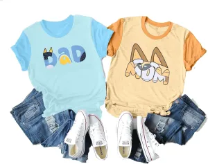 JINTING Dog Mom Shirt Mom and Dad Shirts Couple Outfit T-Shirt Casual Letter Graphic Top Tees