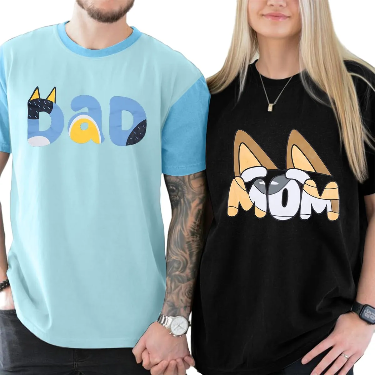 JINTING Dog Mom Shirt Mom and Dad Shirts Couple Outfit T-Shirt Casual Letter Graphic Top Tees