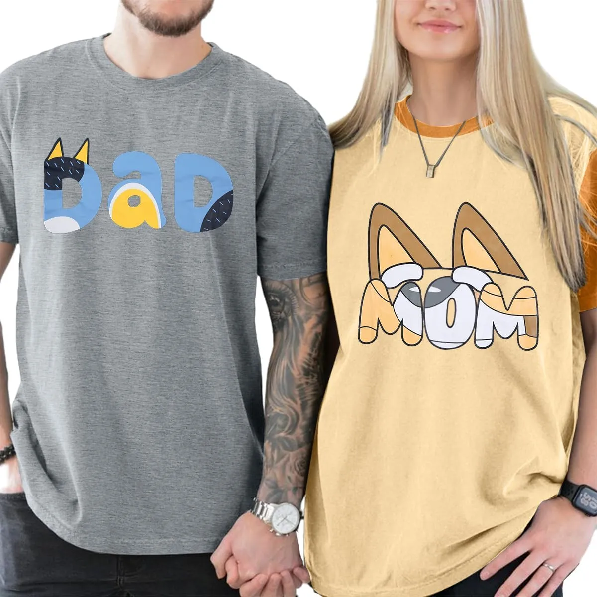 JINTING Dog Mom Shirt Mom and Dad Shirts Couple Outfit T-Shirt Casual Letter Graphic Top Tees