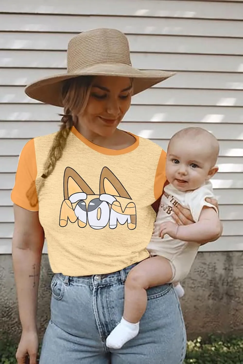 JINTING Dog Mom Shirt Mom and Dad Shirts Couple Outfit T-Shirt Casual Letter Graphic Top Tees