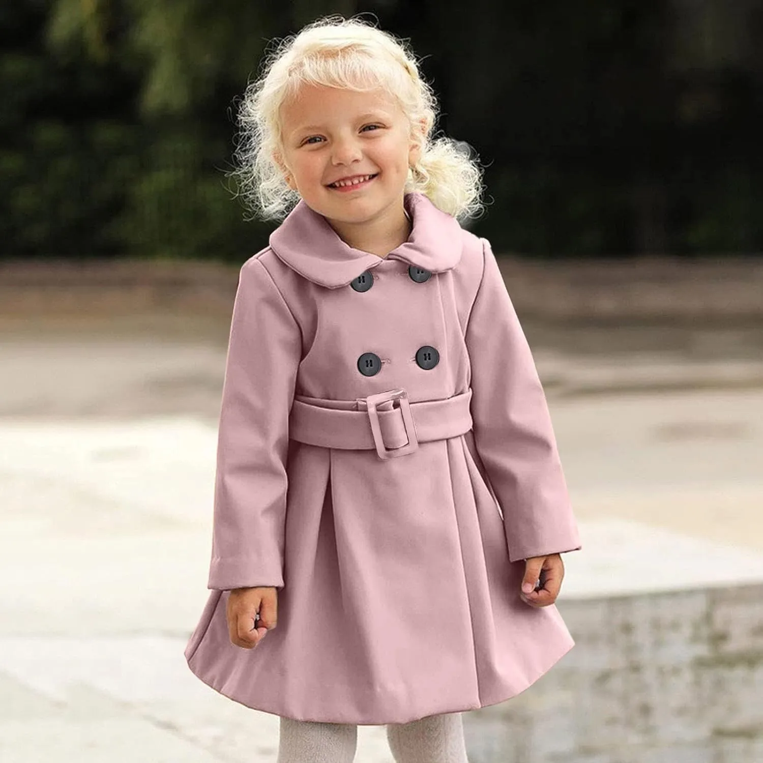KAGAYD Toddler Girls Trench Coat Baby Girl Woolen Coat Girl Dress Coat Peacoat Winter Fall Outerwear