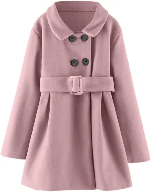 KAGAYD Toddler Girls Trench Coat Baby Girl Woolen Coat Girl Dress Coat Peacoat Winter Fall Outerwear