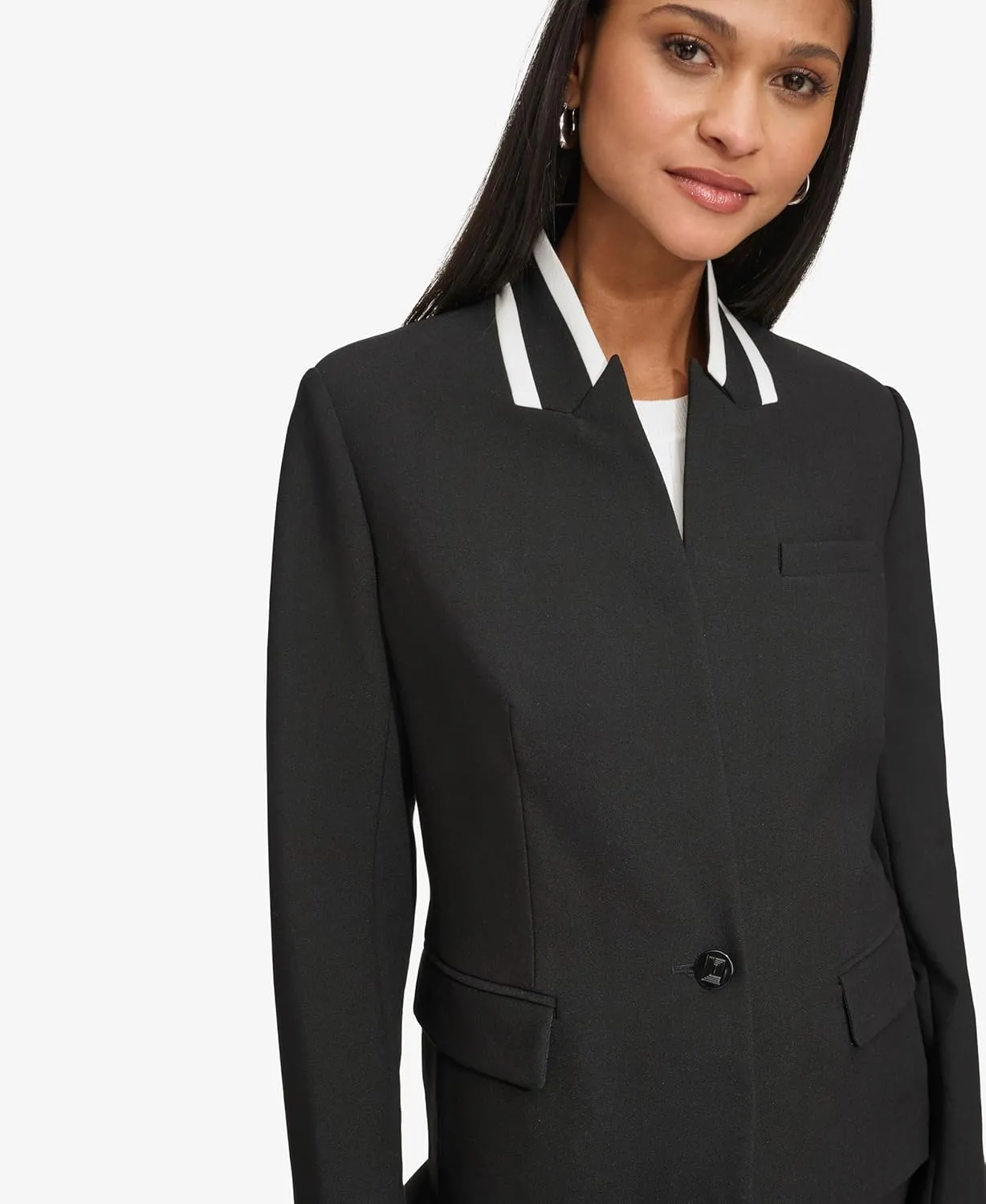 KARL LAGERFELD PARIS Women's Business Casual Contrast Collar Suit Blazer