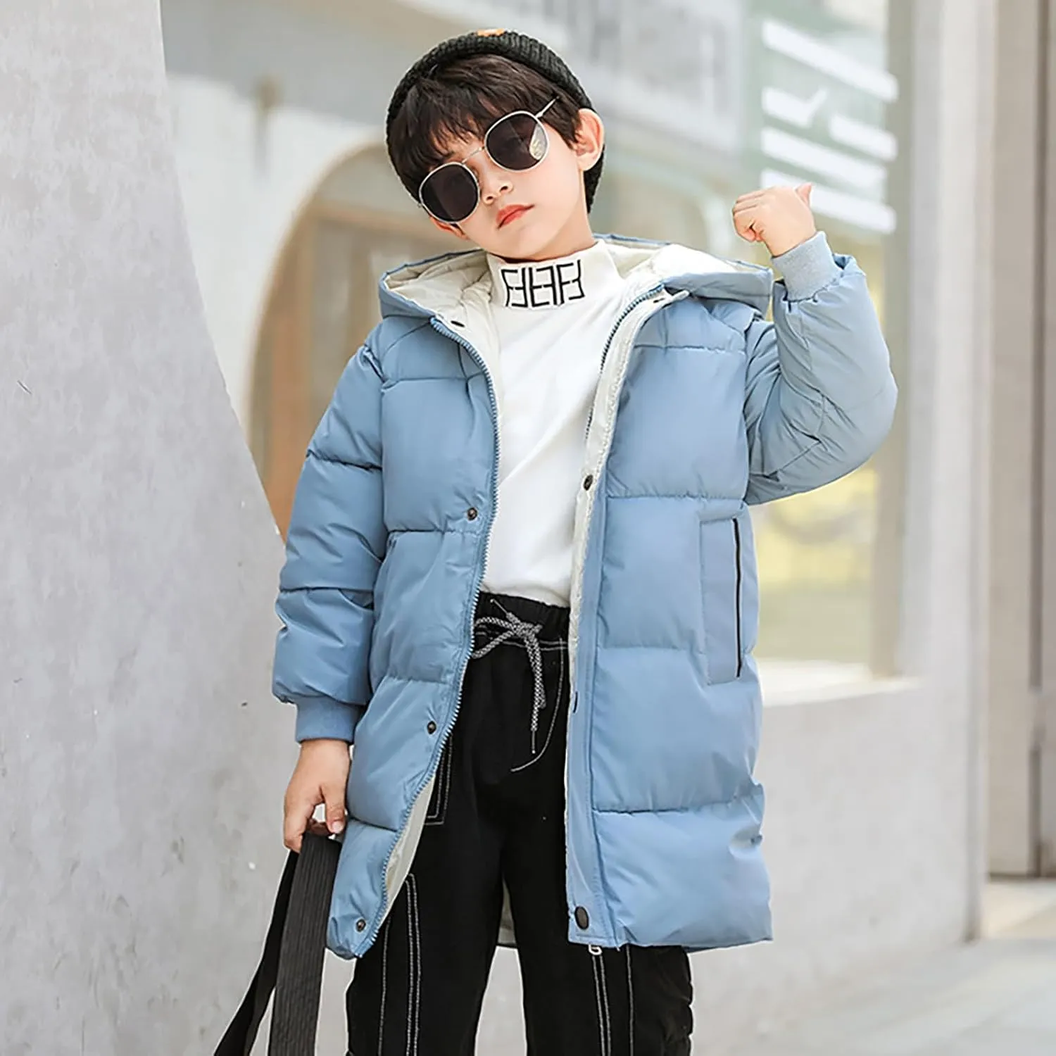 Kids Girls Windpoof Coat Winter Clothes Children's Down Padded Jacket Long Cotton Jacket Baby Children's Girl Coats 6-7
