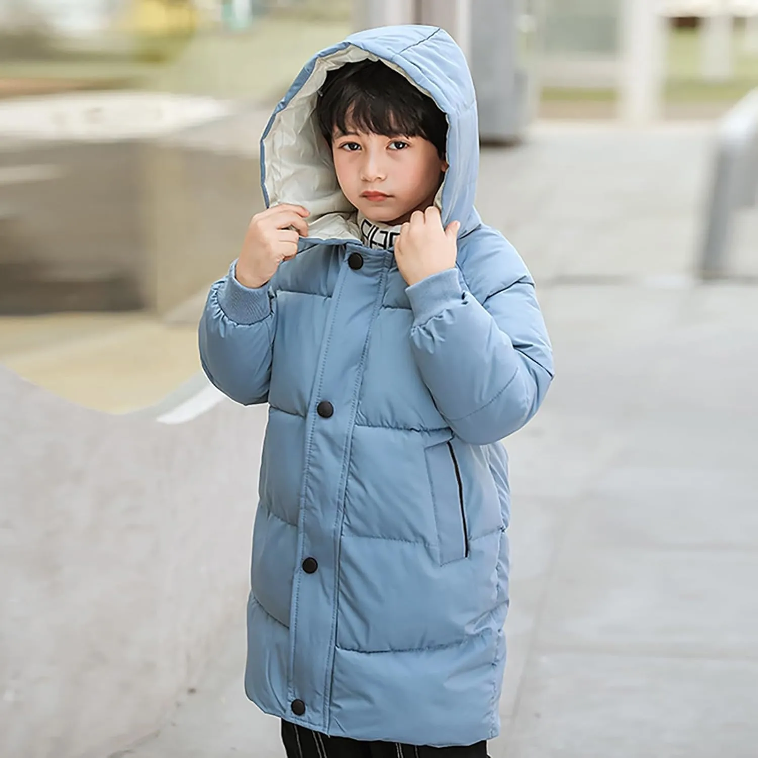 Kids Girls Windpoof Coat Winter Clothes Children's Down Padded Jacket Long Cotton Jacket Baby Children's Girl Coats 6-7