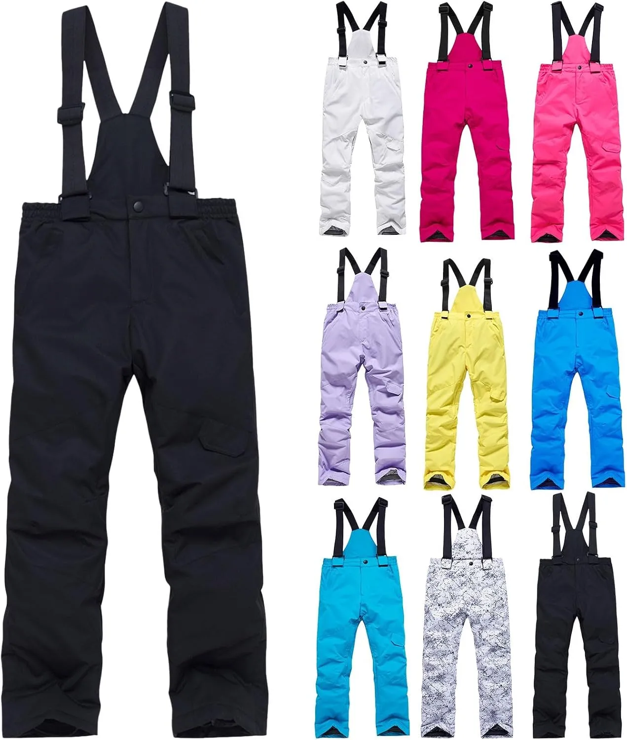 Kids Snow Bis Boys Girls Outdoor Wind proof Water proof Ski Bib Overalls Winter Warm Snow Pants Snowboard Gear