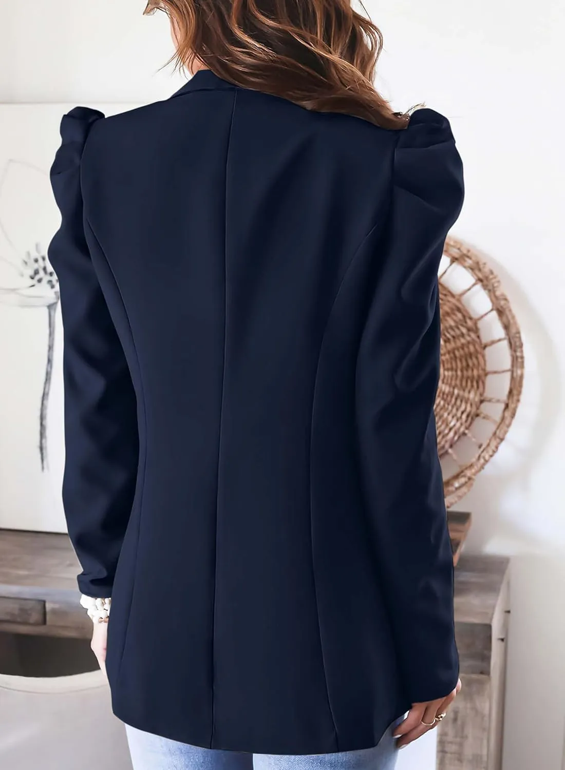 KIRUNDO Women's 2025 Spring Fall Casual Blazers Puff Sleeve Lapel Open Front Work Suit Office Blazer Jackets with Pockets