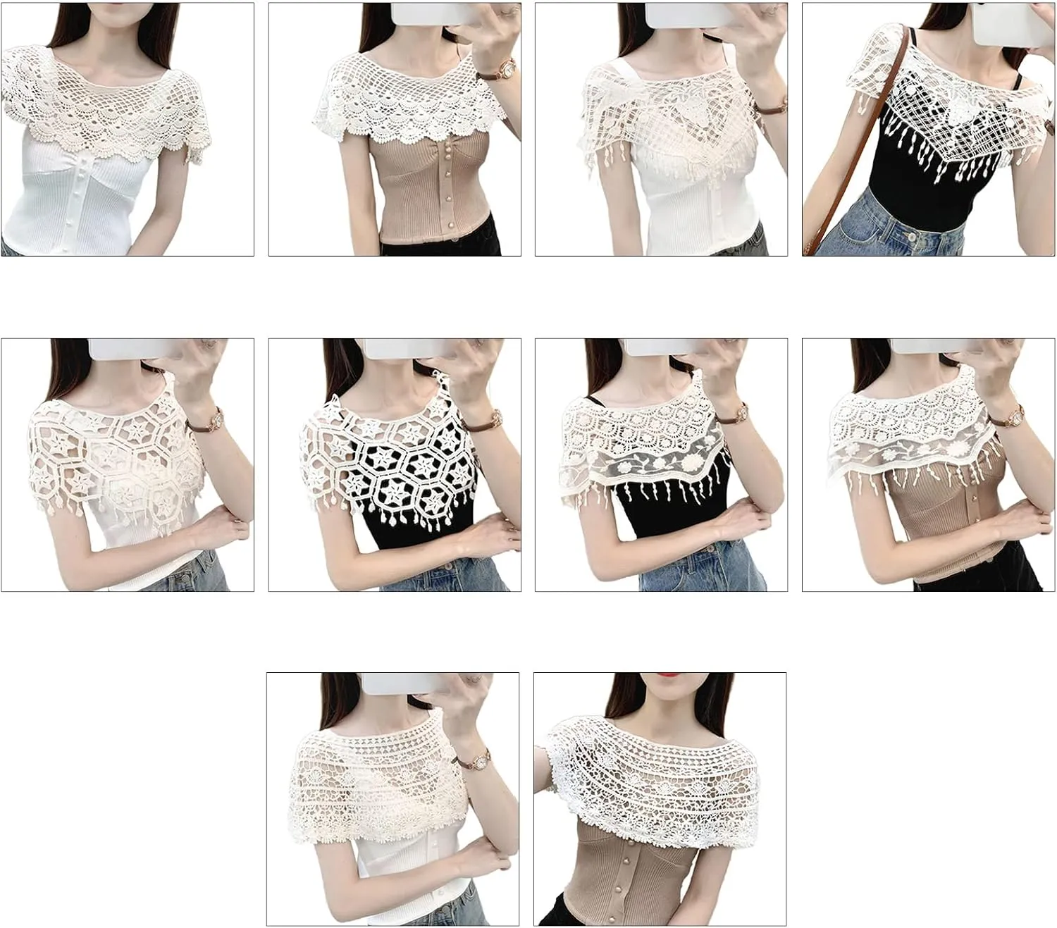 Lace Crochet Shawl For Women Crochet Cape See-Through Lace Cloaks Shawl Bridal Shawl Wrap Capelet Lace Cape Bridesmaid Croch
