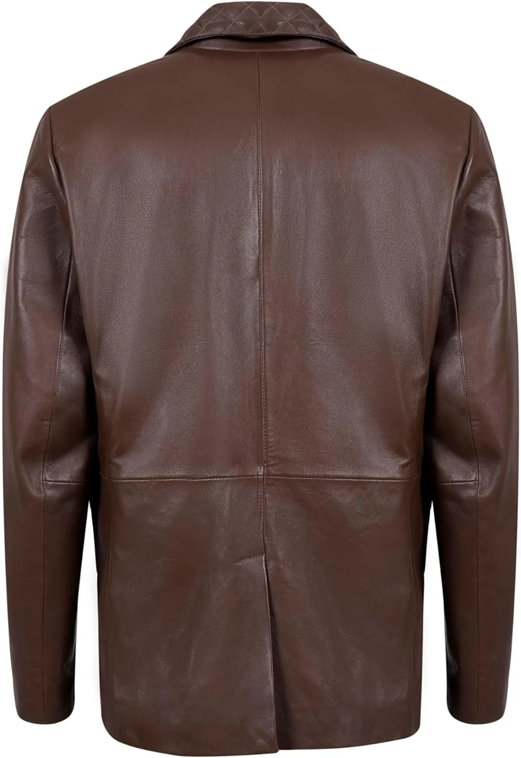 Lambskin Leather Blazer Men Casual Coat with Quilted Design Notched Collar Style Ultimate Leather Blazer for Men