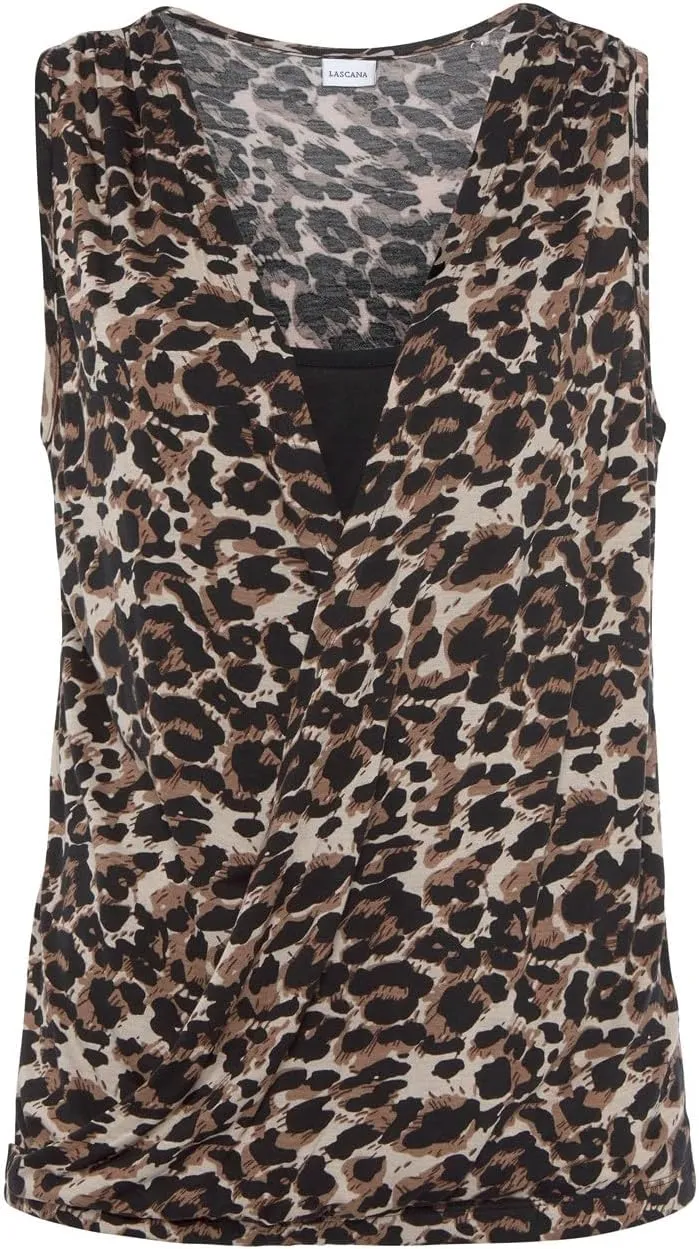 LASCANA Women's Sleeveless Wrap Look Top