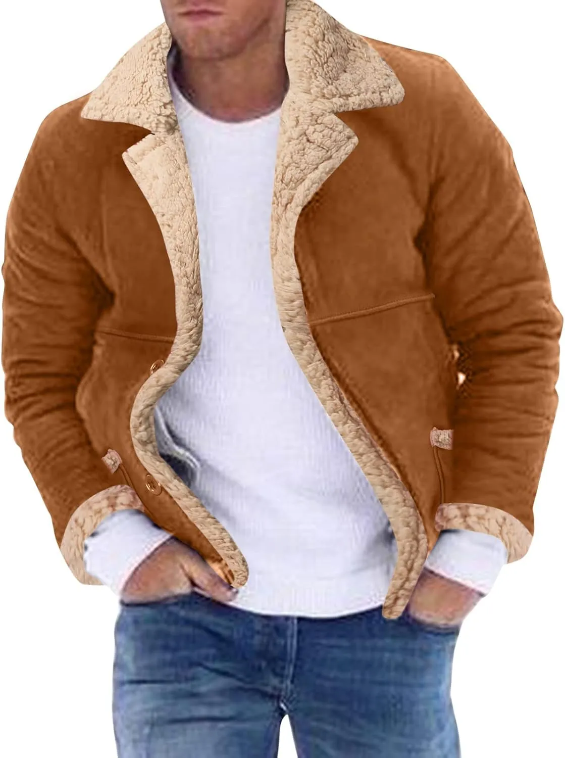 LCMTWX Coats for Men Cottonpadded Jacket Stand Collar Knitted Splice Sweater Coat Casual Men's Thicken Warm Winter Coat