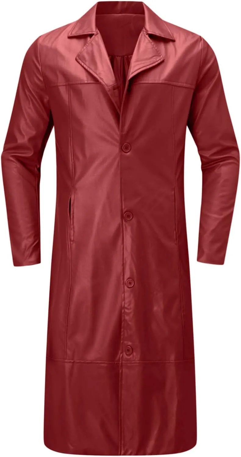 LCMTWX Men's Thicken Warm Winter Coat Solid Color Jacket Leather Windbreaker Long Sleeve Coats Warm Long Winter Jackets