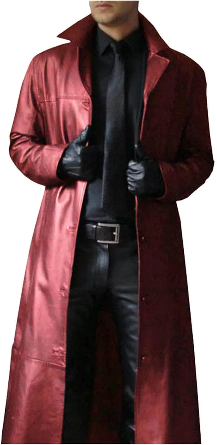 LCMTWX Men's Thicken Warm Winter Coat Solid Color Jacket Leather Windbreaker Long Sleeve Coats Warm Long Winter Jackets