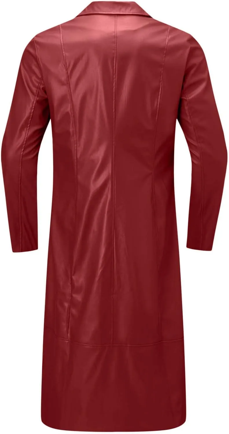LCMTWX Men's Thicken Warm Winter Coat Solid Color Jacket Leather Windbreaker Long Sleeve Coats Warm Long Winter Jackets