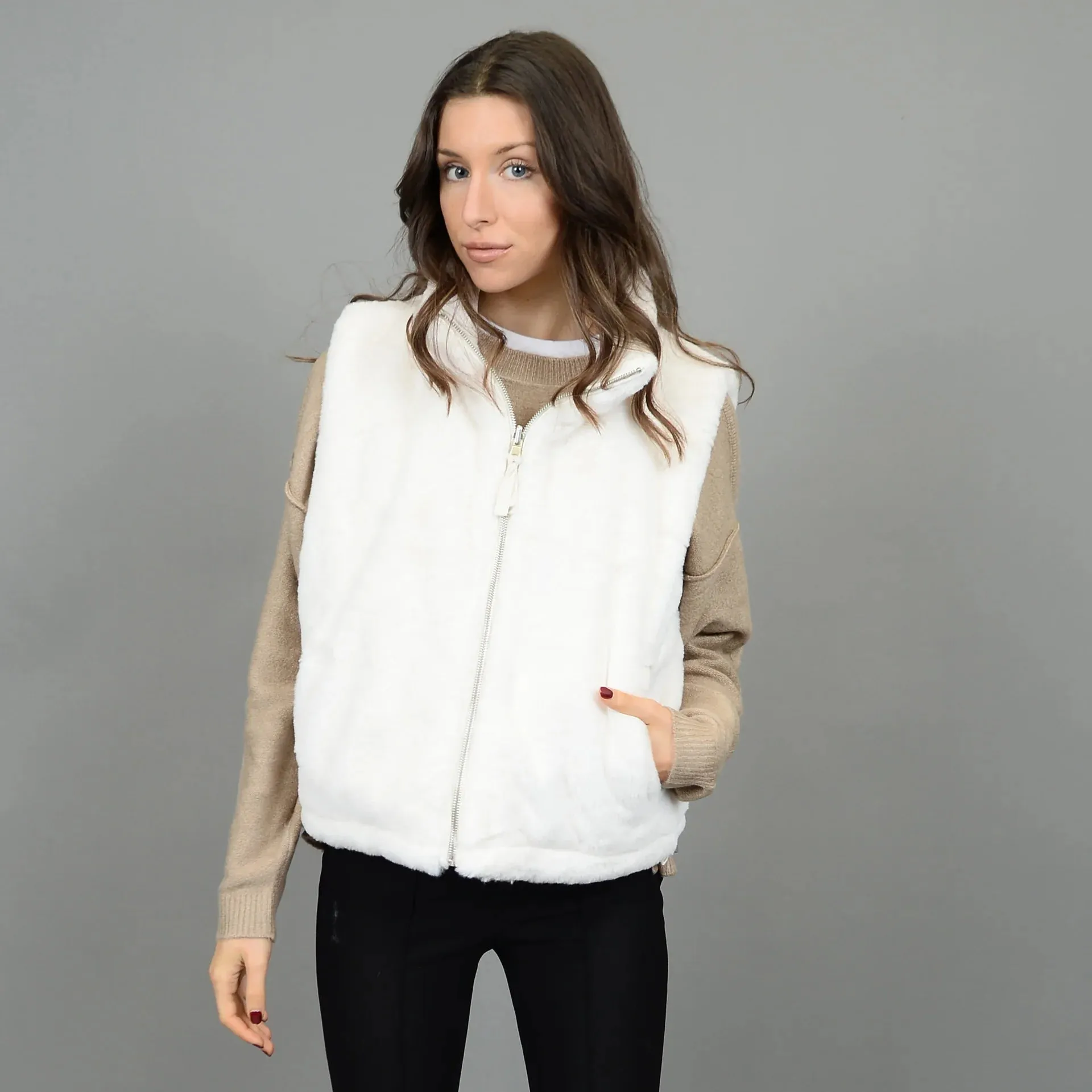 Lessie Ladies Reversible Vest | Cream