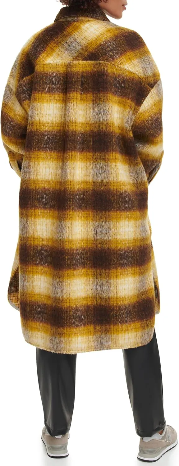 Levi's Women's Long Plaid Flannel Shirt Jacket