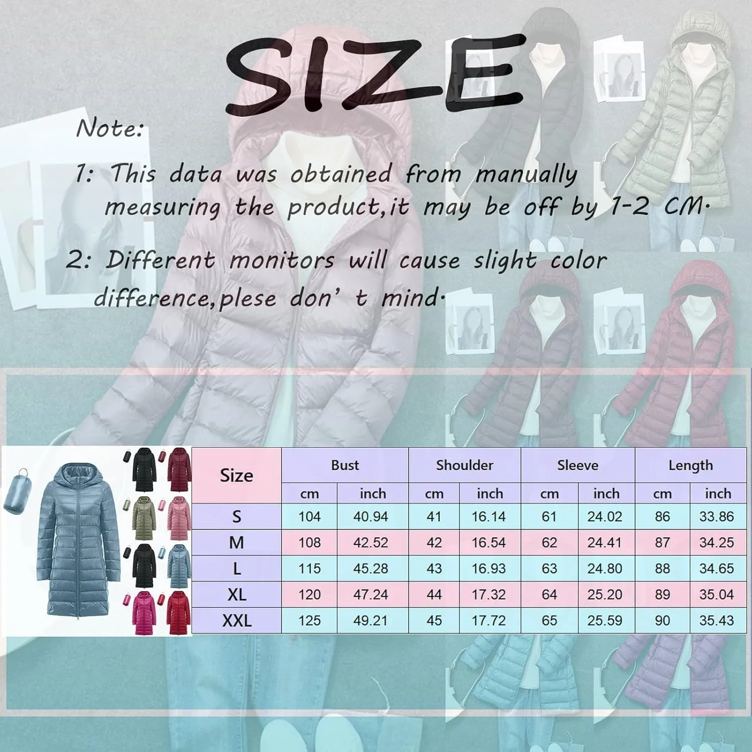 Lightweight Packable Hooded Puffer Jacket Womens Quilted Winter Down Coat Full-Zip Ski Jacket Coat Trech Coat Pea Coats