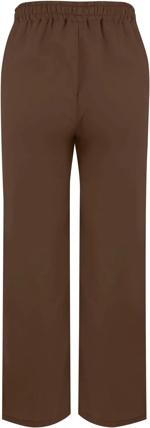 Linen Pants for Women Summer High Waist Elastic Gauze Pant Lightweight Comfy Lounge Straight Leg Pant Trousers