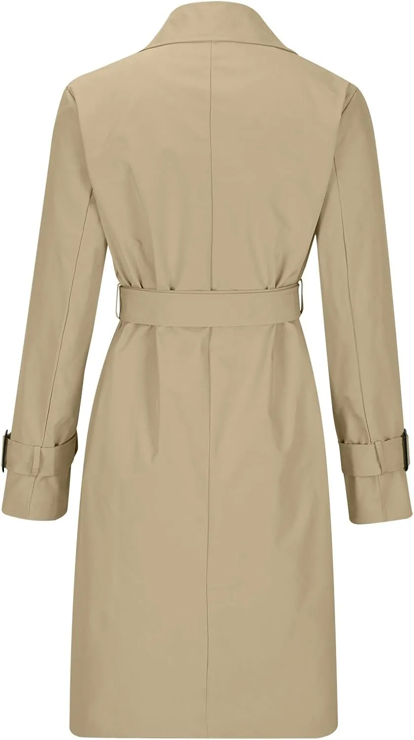 Long Trench Coats for Women Trendy Classic Overcoat Slim Jackets Winter Warm Overcoat Windproof Coat with Belt