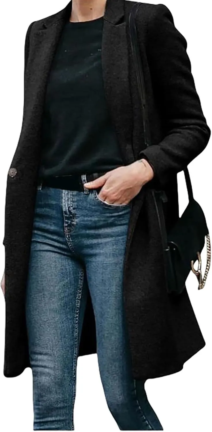 Long Winter Coats for Women Double Breasted Blazerr Trench Coats Lapel Workout Jacket Womens Fall Fashion Warm