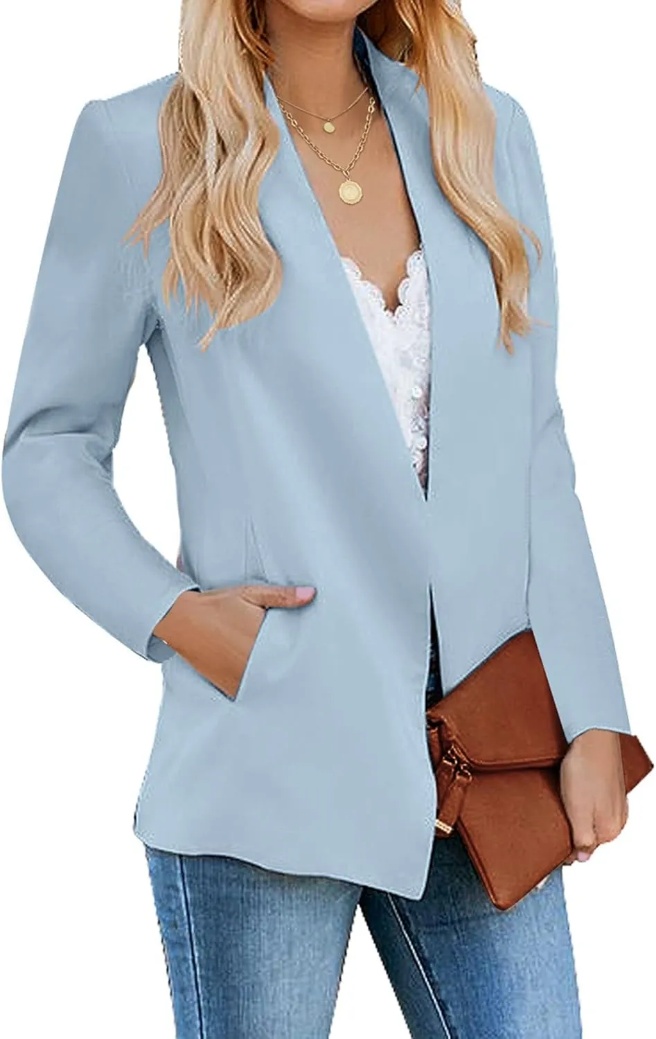 luvamia Women's Casual Long Sleeve Lapel Button Slim Work Office Blazer Jacket