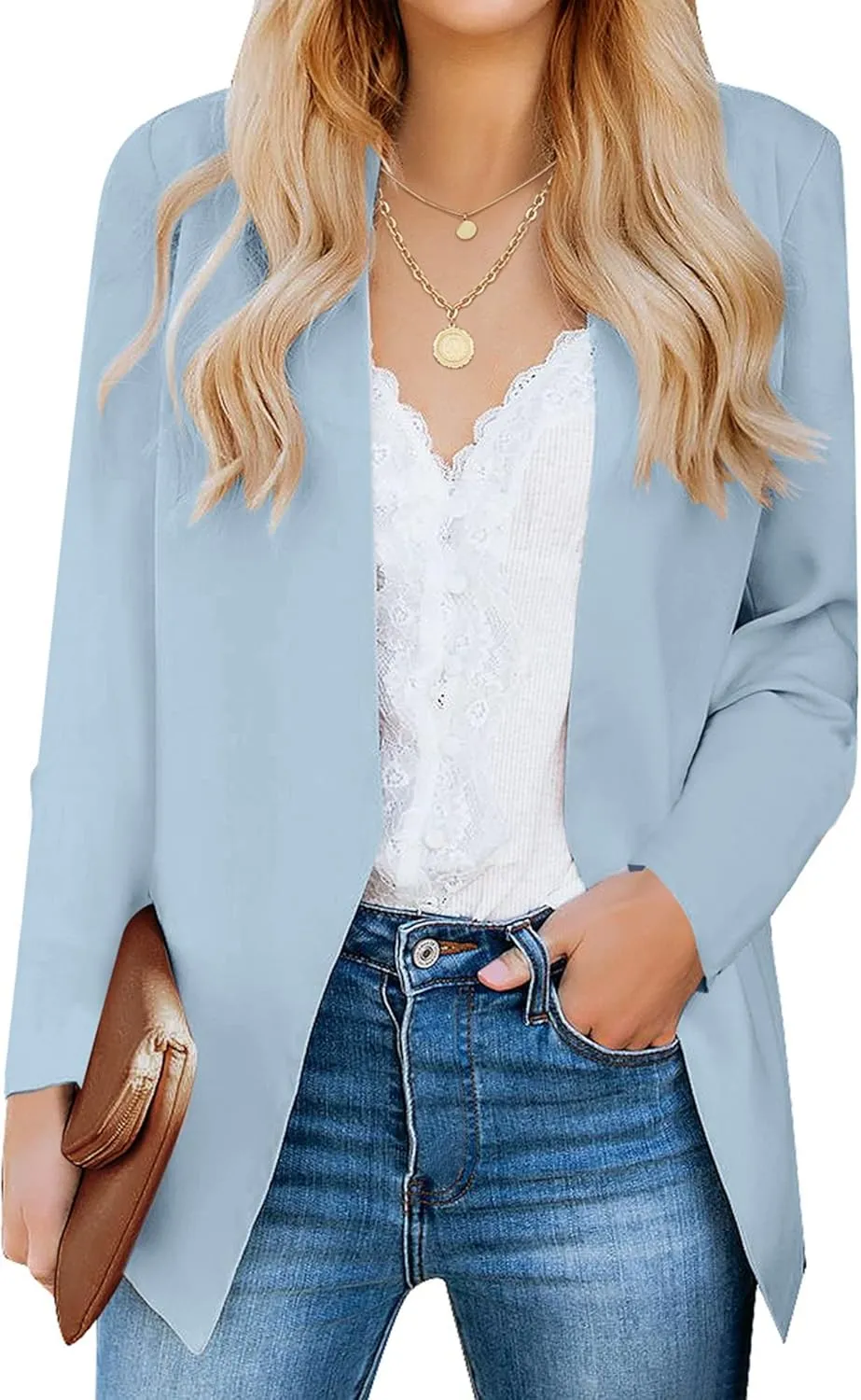 luvamia Women's Casual Long Sleeve Lapel Button Slim Work Office Blazer Jacket