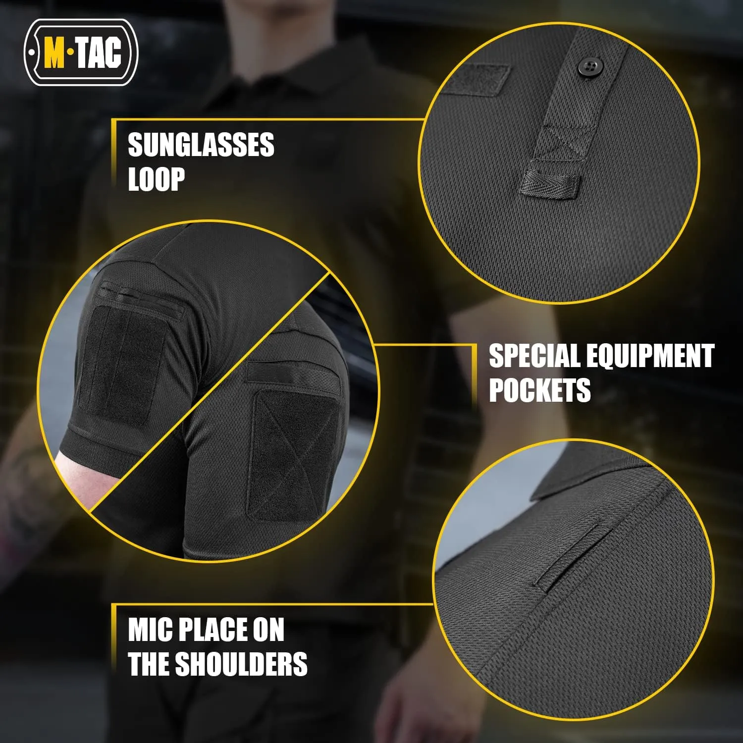 M-Tac Tactical Breathable Polo Shirt - Military Quick Dry Coolmax Short Sleeve T-Shirt for Men