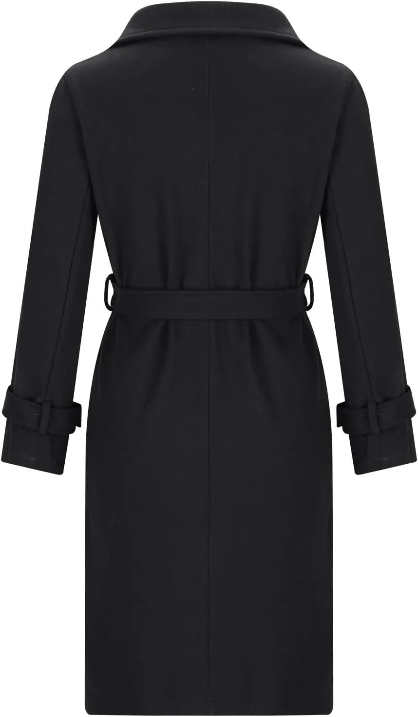 maisdgop Trench Coat for Women Winter Lapel Woolen Cloth Peacoats Open Front Windbreaker Long Sleeve Overcoat with Pockets