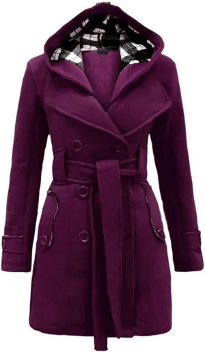 maisdgop Winter Coats for Women Long Sleeve Lapel Jacket Double Breasted Faux Windbreaker Mid Length Open Front Trench Coats