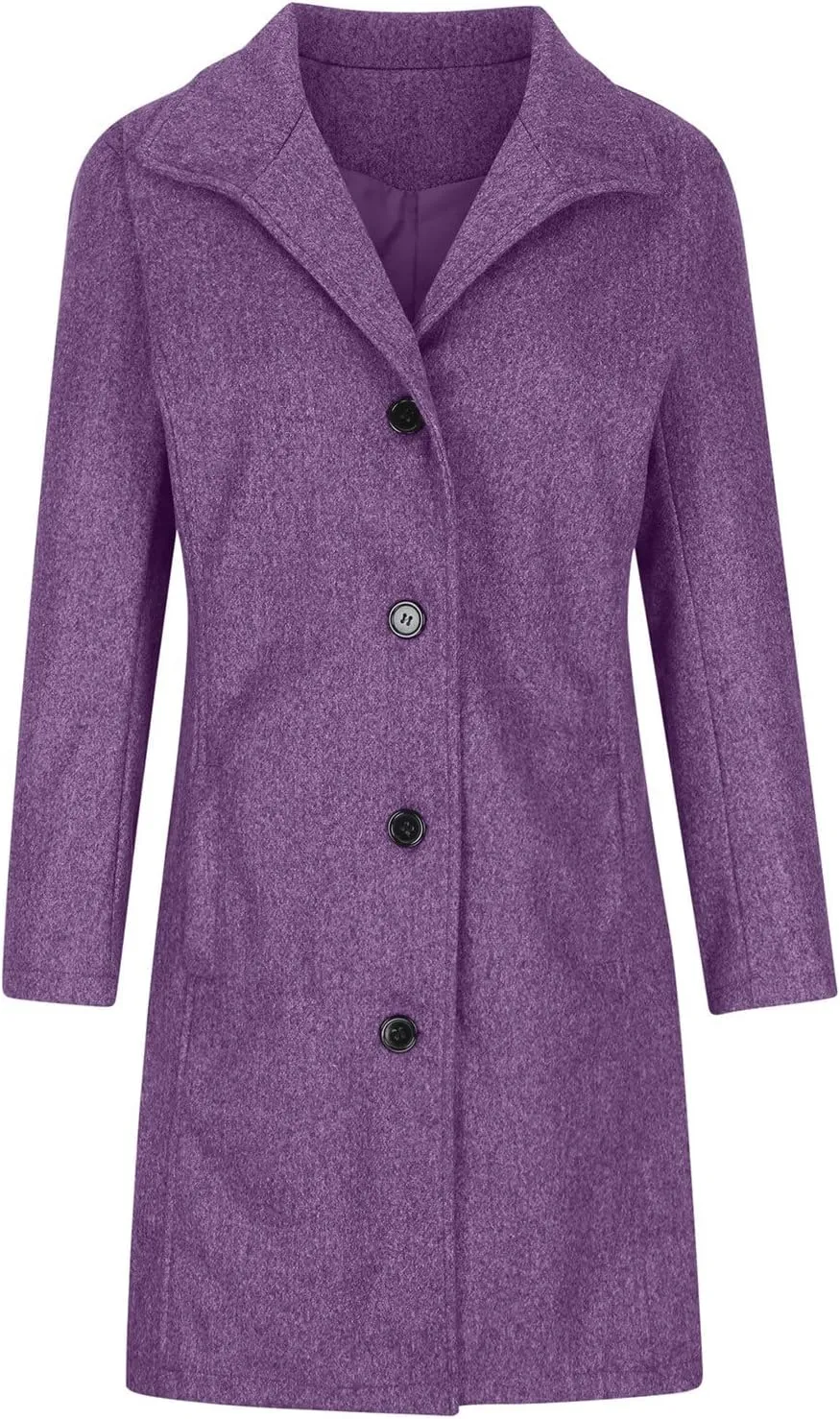 maisdgop Winter Trench Coat for Women Long Sleeve Woolen Cloth Windbreaker Solid Button down Jacket Fashion Lapel Pea Coats