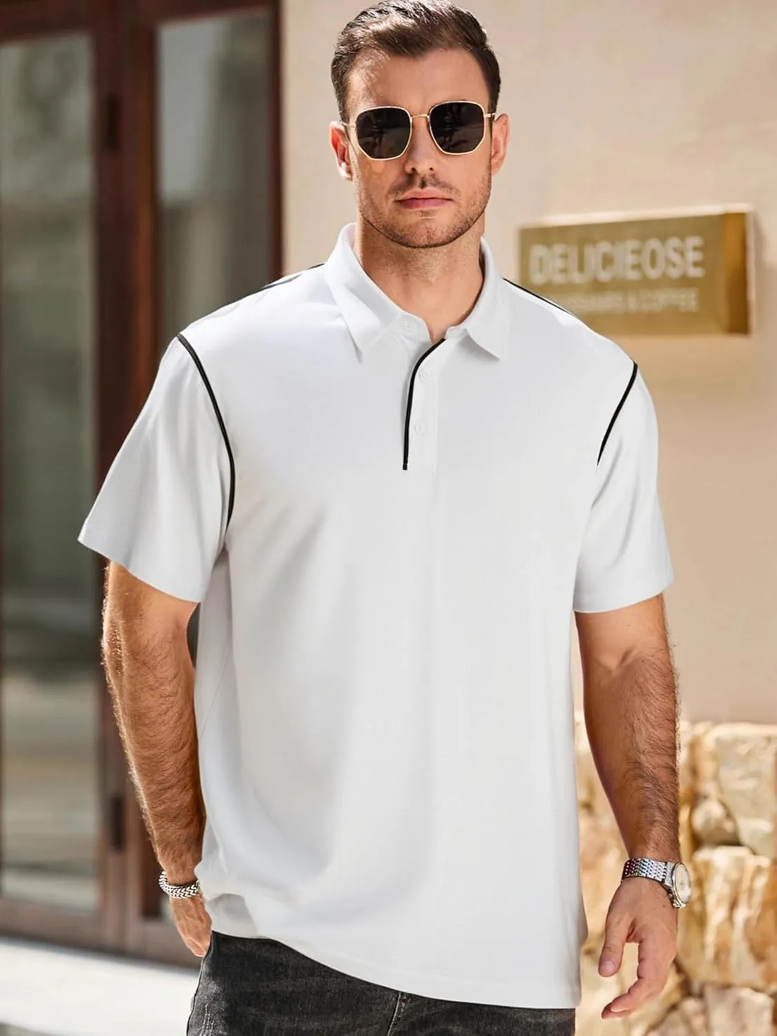 M&F EVENMINE Mens Polo Shirt Quick Dry Performance Short Sleeve Shirts Golf Shirt for Men