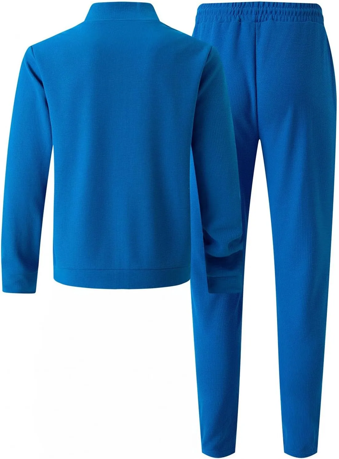 Men Casual Tracksuit Set Full Zipper Pocket Long Sleeve Jacket Trouser Suit Trendy Running Jogging Workout Activewear