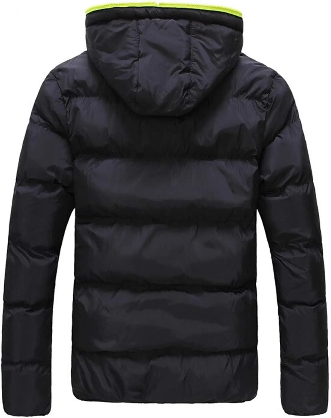 Men Puffer Jacket with Hood Lightweight Packable Quilted Hooded Bubble Down Jackets Winter Insulated Thick Outwear