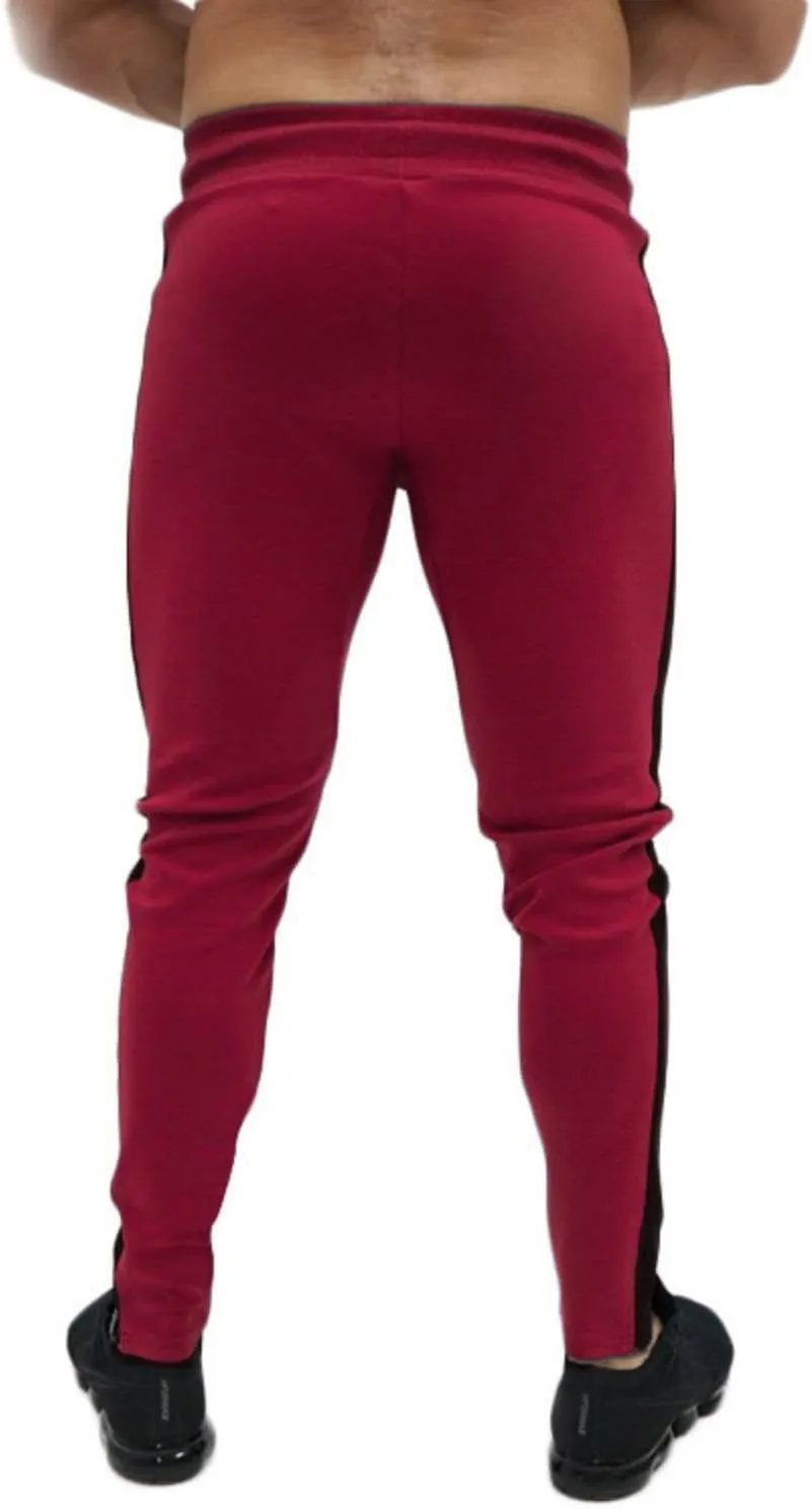 Mens Athletic Pants Casual Drawstring Elastic Waist Slim Fit Sweatpants Stripe Splicing Gym Track Workout Trousers